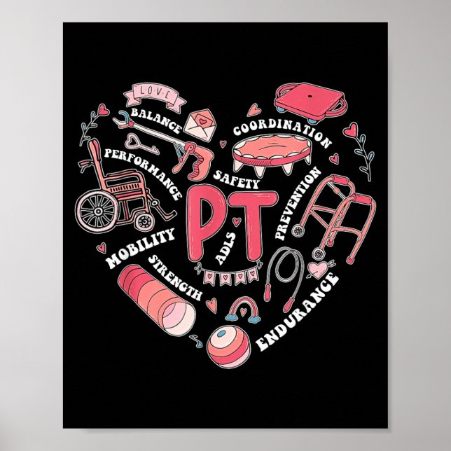 Póster Physical Therapy Pt Valentine Heart Shape Physical (Frente)