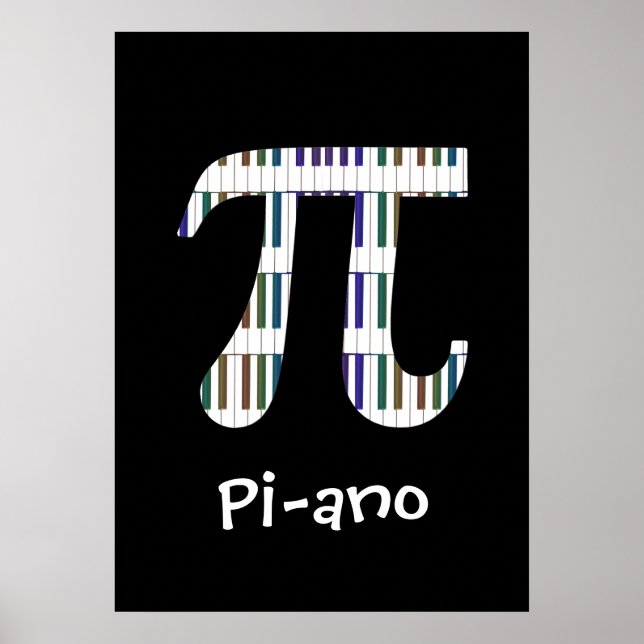 Póster Pi-ano ~ Funny Math Music Geek Poster (Frente)