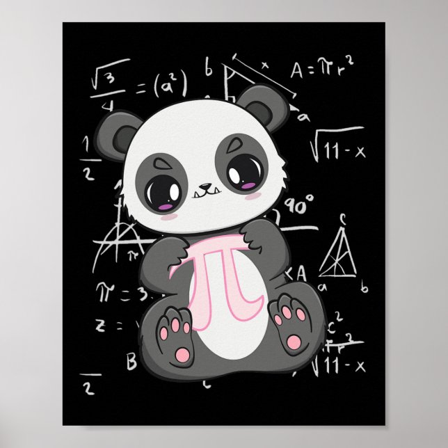 Póster Pi Day 3.14159 Oso Anime Panda Álgebra (Frente)