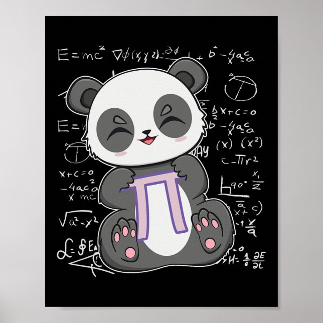 Póster Pi Day 3.14159 Oso Anime Panda Álgebra (Frente)