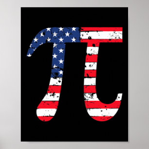 Póster Pi Day Bandera Americana matemática patriótica Ner