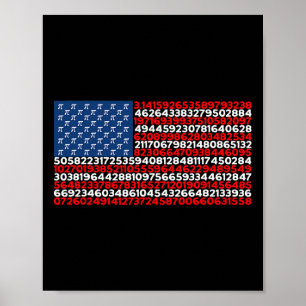 Póster Pi Day Bandera Estadounidense Patriótica Math Love