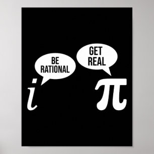 Póster Pi Day Be Rational Get Real Funny Math Ecuation Te