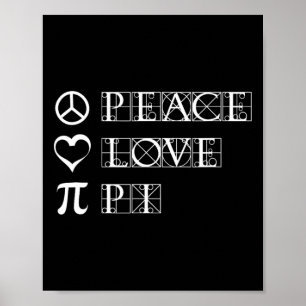 Póster Pi Day Paz Amor matemática Geometría Trigonometría