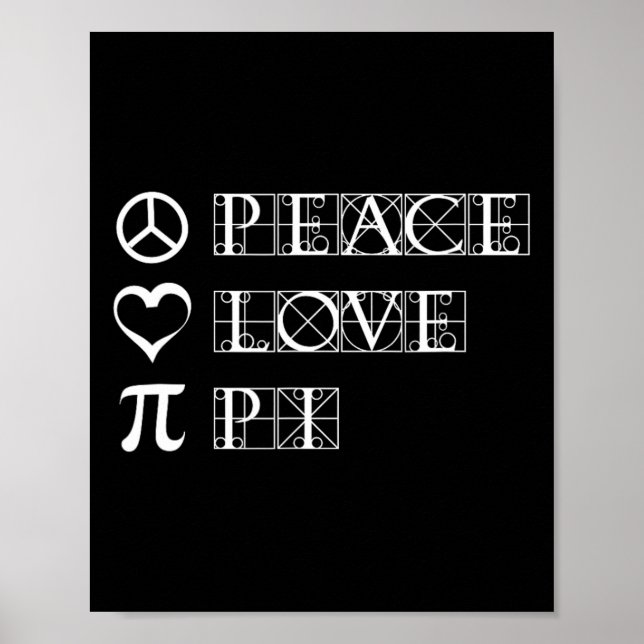 Póster Pi Day Paz Amor matemática Geometría Trigonometría (Frente)