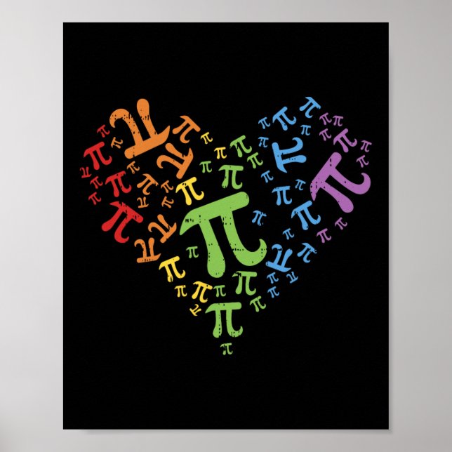 Póster Pi Day Shirt Rainbow Heart Math Lgbt Lesbian P (Frente)