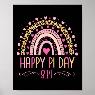 Póster Pi Day Spiral Pi Math Teacher 3.14 Leopard Rainbow