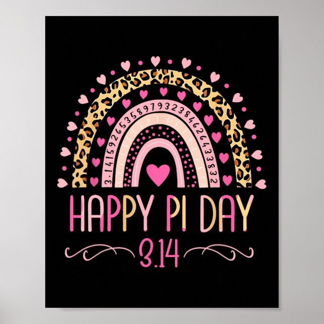 Póster Pi Day Spiral Pi Math Teacher 3.14 Leopard Rainbow (Frente)