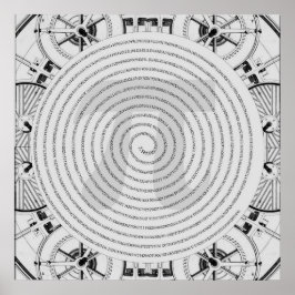 Póster Pi en espiral a 2.210 dígitos en Poster gris