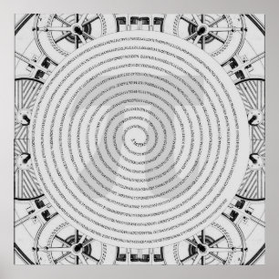 Póster Pi en espiral a 2.210 dígitos en Poster gris