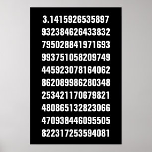 Póster Pi Matemático Blanco sobre Negro