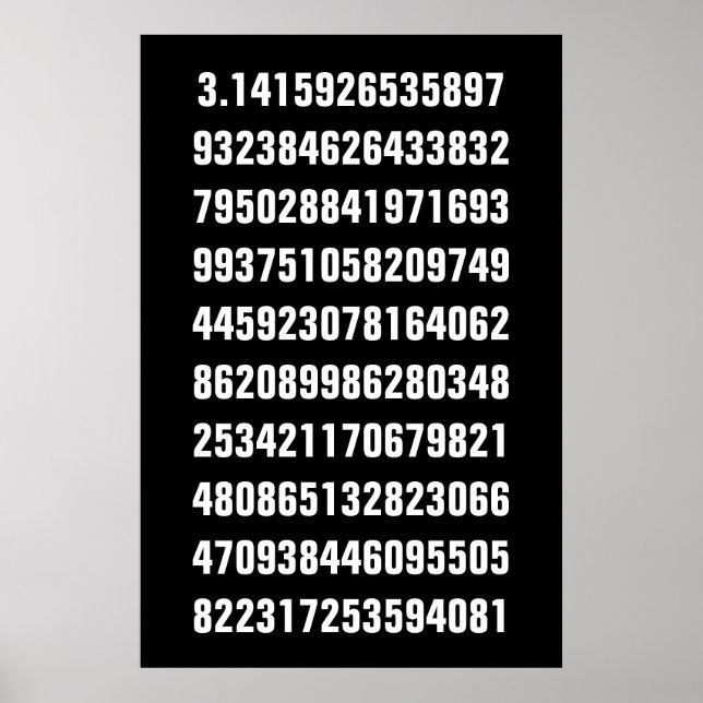 Póster Pi Matemático Blanco sobre Negro (Frente)