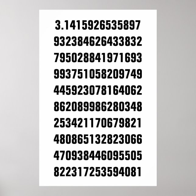 Póster Pi Matemático Negro sobre Blanco (Frente)