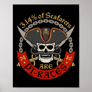 Póster Pi Pirate 3.14% Math Geek Teacher Hombres Mujeres 