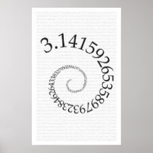 Pi y dígitos en espiral - Poster de matemáticas