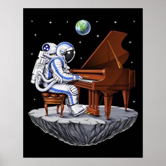 Póster Pianista astronauta espacial (Frente)