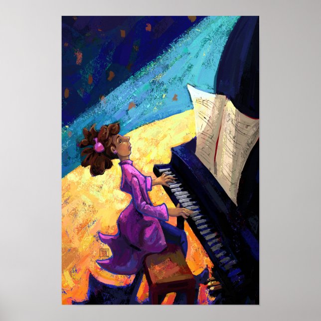 Póster Pianista chica en escena (Frente)