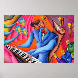 Póster Pianista de jazz.