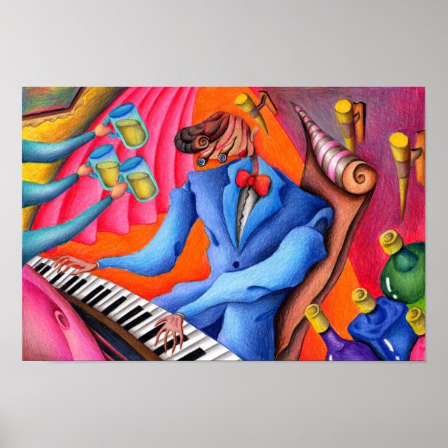 Póster Pianista de jazz. (Frente)