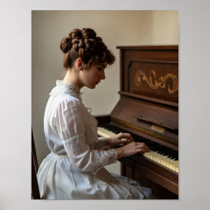 Póster Pianista femenina vintage