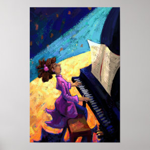 Póster Pianista niña en el escenario