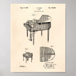 Póster Piano 1937 Patent Art Old Peper