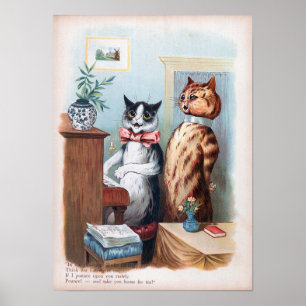 Póster Piano Acompañamiento de Gatos, Louis Wain