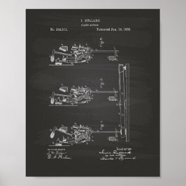Póster Piano Action 1886 Patent Art Chalkboard