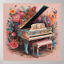 Póster Piano caprichoso en flor