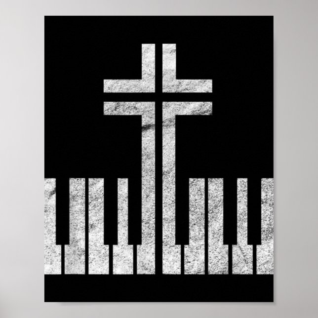 Póster Piano cristiano cruza el teclado Pianista Dios Jes (Frente)