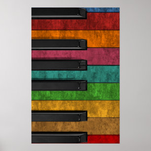 Póster Piano de efecto antiguo colorido de Guay