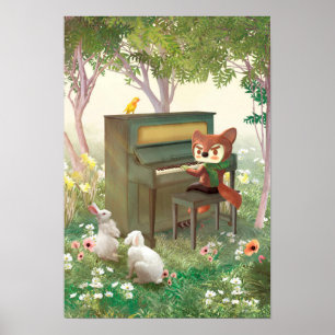 Póster Piano forestal