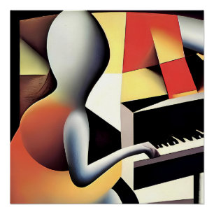 Póster Piano Player - Arte de aerógrafo