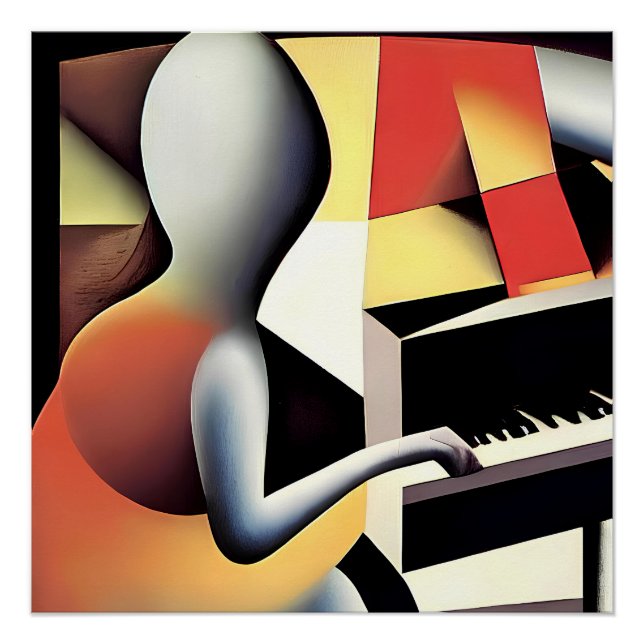 Póster Piano Player - Arte de aerógrafo (Anverso)