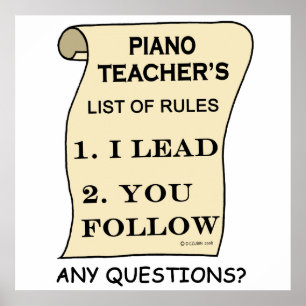 Póster Piano Teacher List of Rules