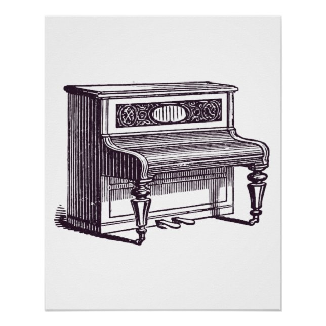 Póster Piano vertical vintage (Anverso)