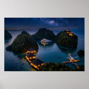 Póster Piaynemo Noche Cielo Estrellado Galaxia Raja Ampat