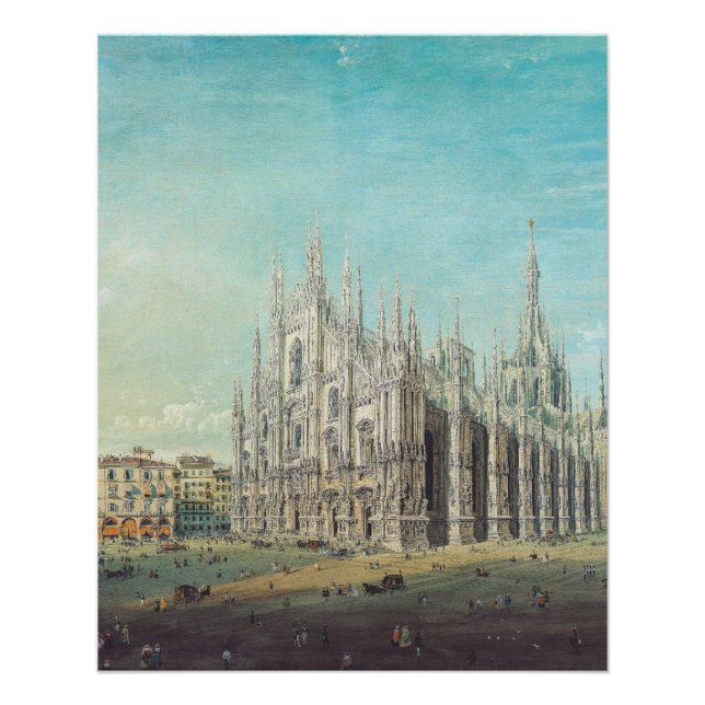 Póster Piazza del Duomo en Milán por Carlo Bossoli (Anverso)