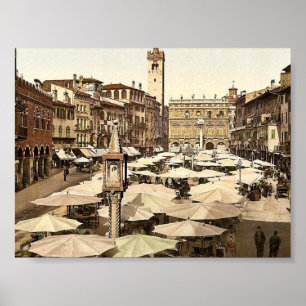 Póster Piazzi delle Erbe, Verona, Italia clásico Photochr