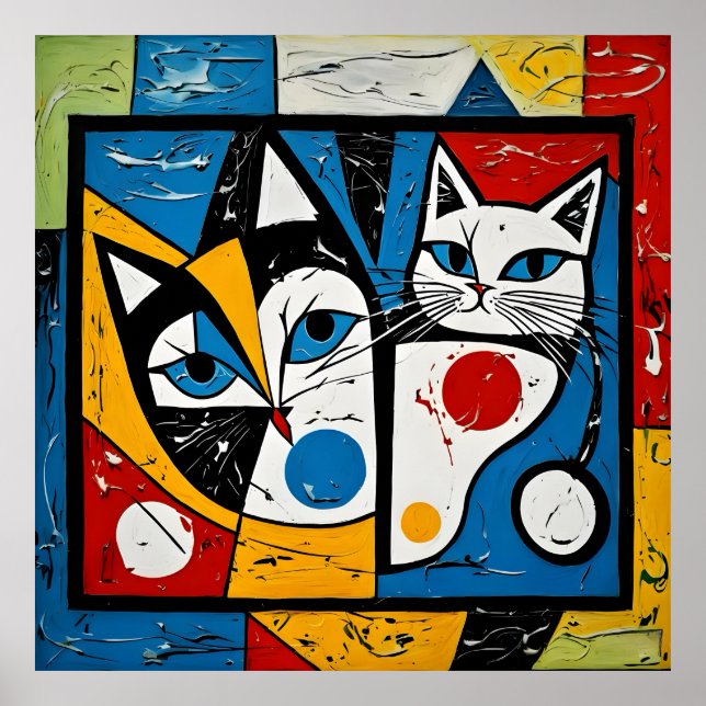 Póster Picasso, Gato, Familia, Kitzch, Arte, Susurros, Co (Frente)