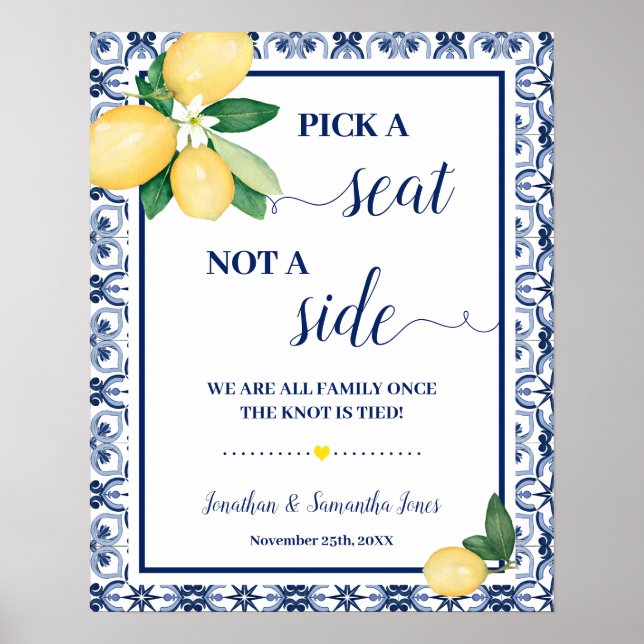 Póster Pick Seat not Side Wedding Ceremony Mediterranean (Frente)