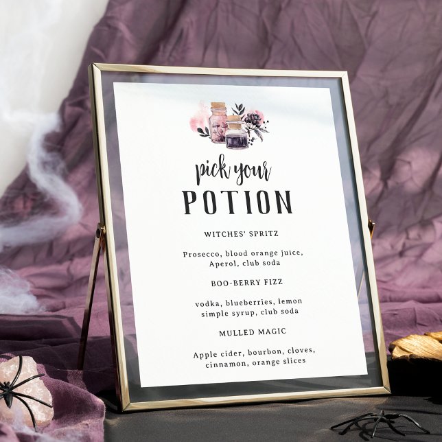 Póster Pick Your Potion Halloween Baby Shower Drink Sign (Subido por el creador)