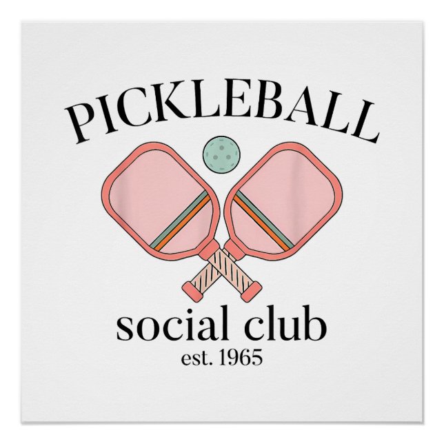Póster Pickle Ball Social Club EST 1965 Hombres Mujeres (Anverso)