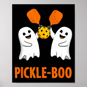 Póster Pickle-boo fantasma divertido halloween pickleball