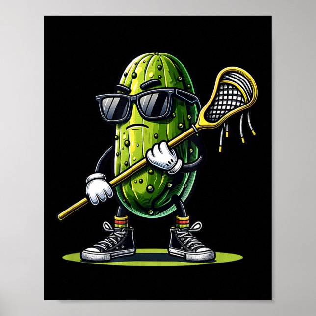 Póster Pickle Jugando Lacrosse Funny Deportes De Moda Par (Frente)