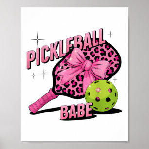 Póster Pickleball Babe Estilo Retro De Leopardo Rosa Para