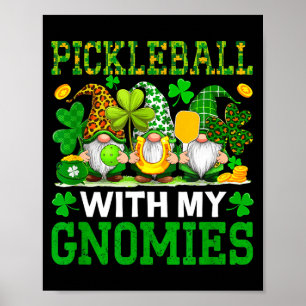 Póster Pickleball con gnomies jugador del día de San Patr