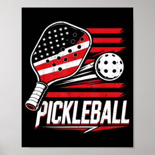 Póster Pickleball de mujeres 4 de julio bandera americana