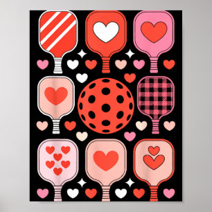 Póster Pickleball día de San Valentín divertido corazón p