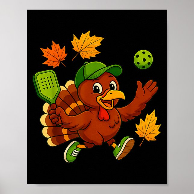 Póster Pickleball pickle ball turkey thanksgiving fall (Frente)